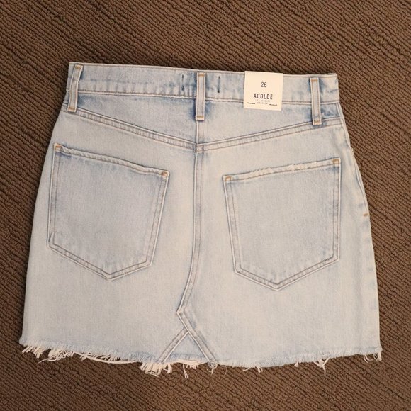 NWT AGOLDE Quinn High Rise Denim Mini Skirt in Vega - Picture 5 of 8